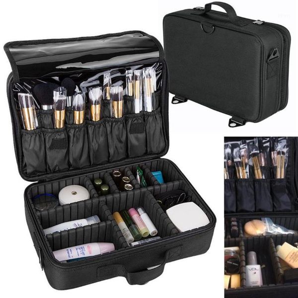 

professional makeup bag waterproof large capacity cosmetic bags storage case functional travel multilayer women makeup organizer1