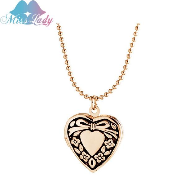

pendant necklaces miss lady crystal floating locket necklace bow love heart po frame for women men mly95n, Silver