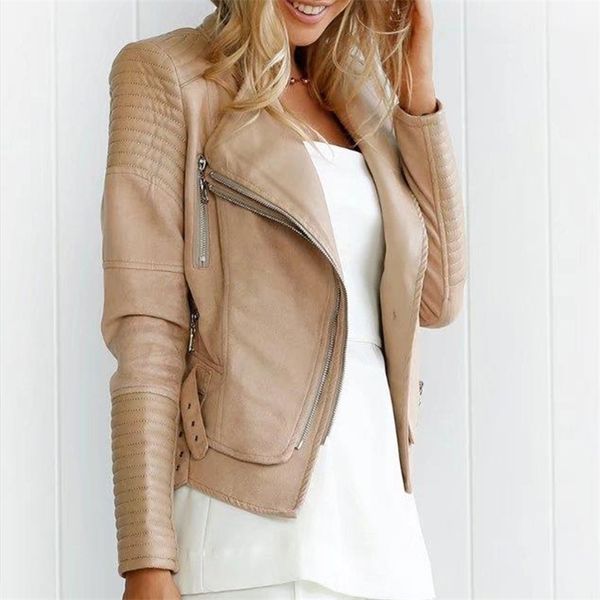 Cappotto da donna in pelle scamosciata patchwork in pelle PU doppio couverture colletto con cerniera giacche femminili 2020 cappotti da donna moda autunno inverno LJ201021