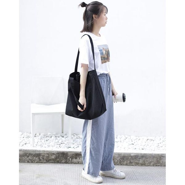 

new womens canvas bag shopper hand bag tote ladies casual shoulder handbag