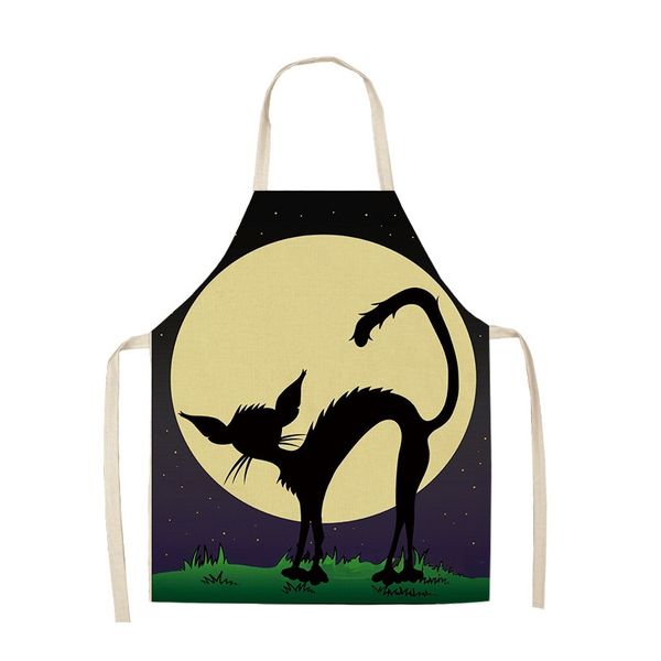 

1 pcs kitchen apron funny black cat printed sleeveless cotton linen aprons for men women home cleaning tools f wmtnvw