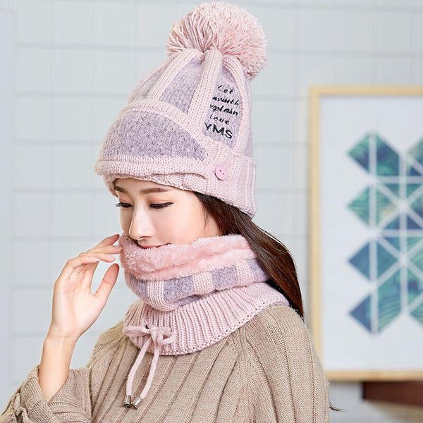 

new knit ski hat scarf neck warm skullies beanies winter snowmobile lady beanie hat thicken mask bib