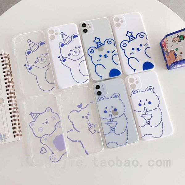 

8p illustration bear is suitable for mobile phone 12 11pro max xs / xr soft shell 7