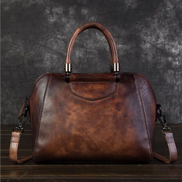 

genuine leather bags for women ladies fashion handbag retro large capacity shoulder bag 100% cow leather tote