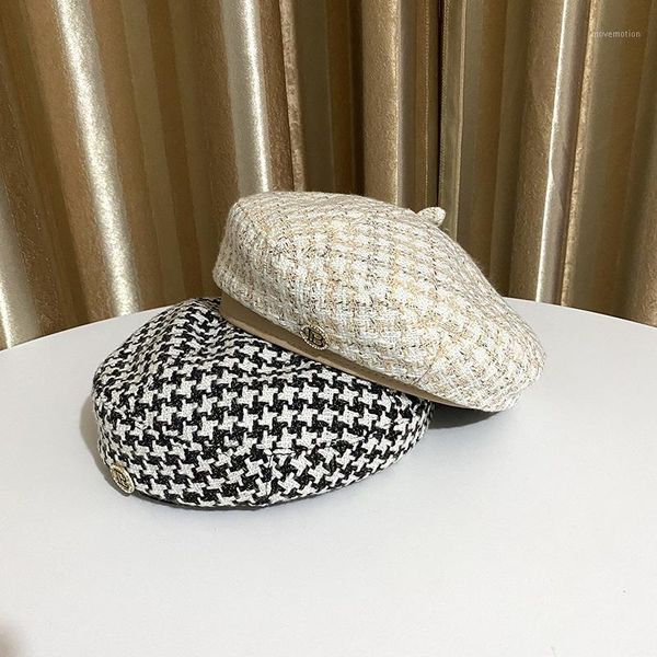 

beret women retro lattice octagonal hat thin breathable painter hat wild activity pumpkin1, Blue;gray