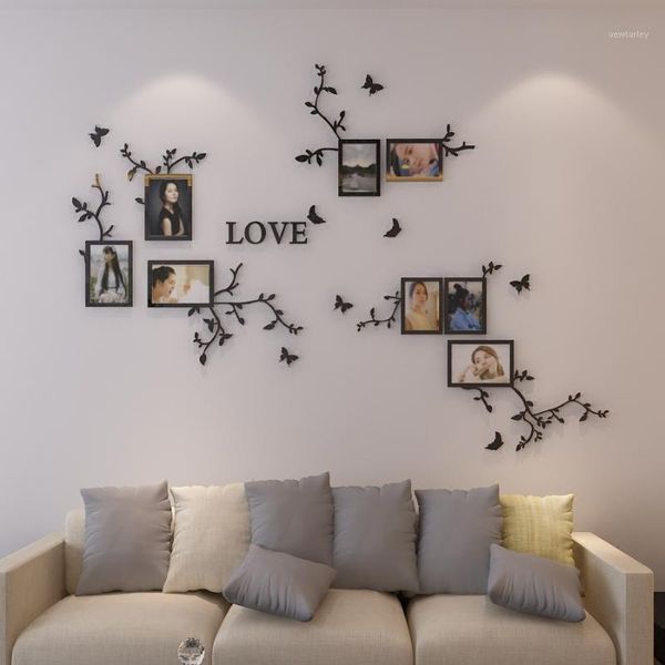 

wall stickers 1 pcs modern po frames sticker diy tv background poster living/dining room 3d acrylic home art decor1