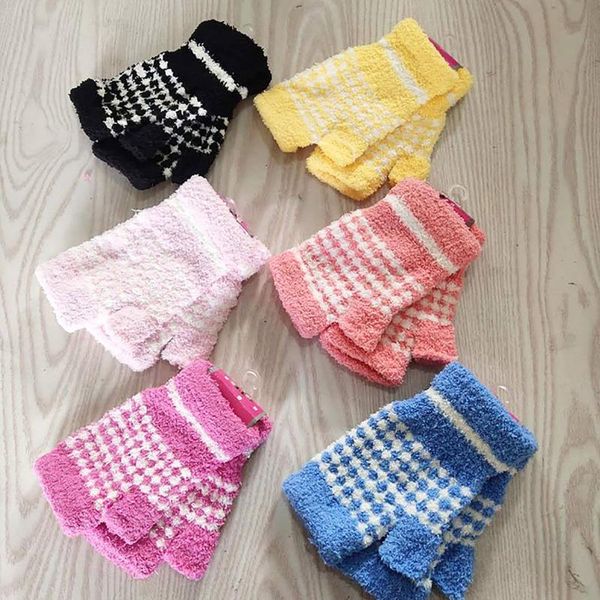 

five fingers gloves multicolor woman winter casual fingerless fashion knitted warm comfortable wrist for woman#4, Blue;gray