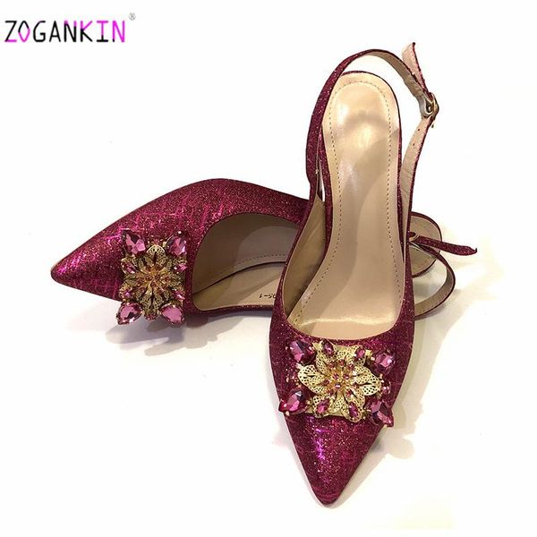 

fuchsia wedding shoes woman pointed toe ladies sandals shoes party wedding decorated with rhinestone new arrival pumps, Black