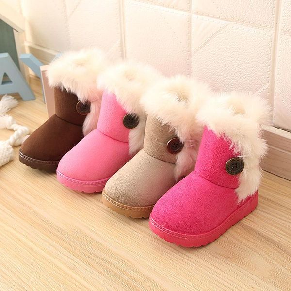 

2020 warm kids snow boots for children new toddler winter princess child shoes non-slip flat round toe boots for girls kids shoe, Black;grey