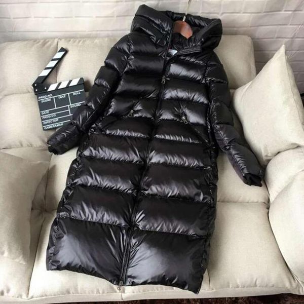 

90% white duck down jacket women thick long winter coat women hooded korean female puffer jacket doudoune femme, Black