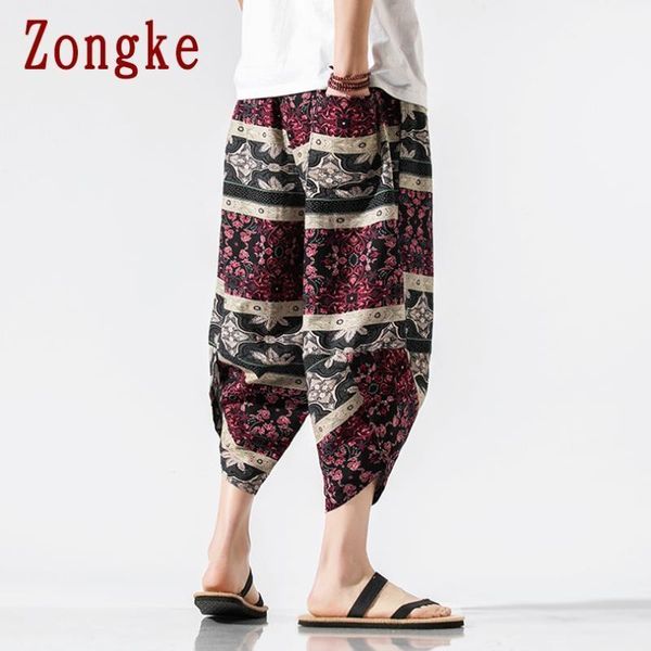 

zongke 2020 new print calf-length pants men trousers casual joggers pants men sweatpants hip hop streetwear male plus size m-5xl1, Black