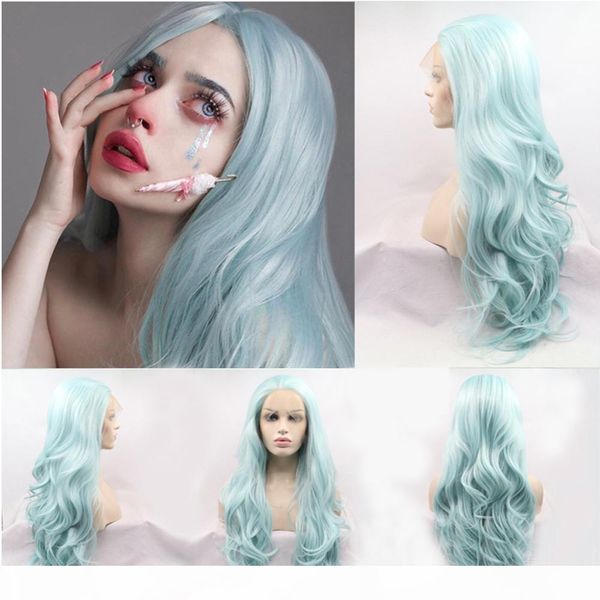 

synthetic lace front wigs natural long wavy hair pink curly wigs natural hairline heat resistant fiber wigs, Black