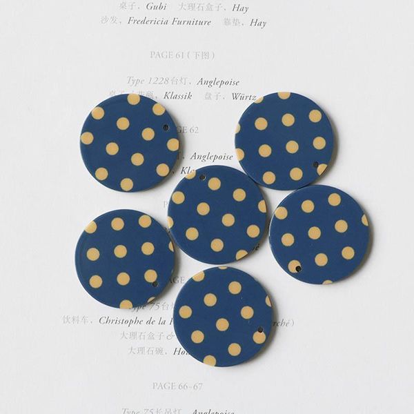 

10pcs french retro round dot earrings charms for diy jewelry making accessories blue enamel acrylic single hole pendant findings h jllruo
