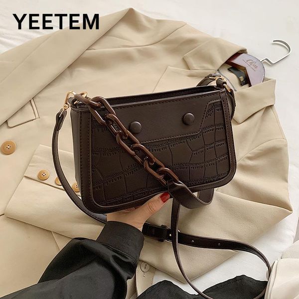 

retro armpit bag ladies fall/winter new style shoulder messenger small square bag crocodile pattern chain simple commuter