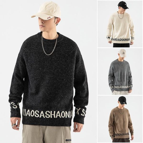 

fashion classic o-neck sweater men's oversize pull plus size -5xl 2020 long sleeves pullover for autumn spring winter1, White;black