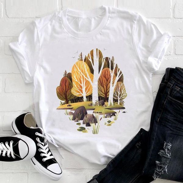 

women 2021 forest travel vacation printing spring fashion lady clothes print tshirt female tee ladies graphic t-shirt, White