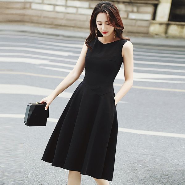 

хепберн стиль этот маленький черный fashionsmall черное платье платье лета женщин 2019 новый стиль hong kong маленький высокий вай модная же, Black;gray