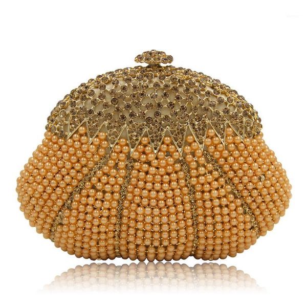 

evening bags xiyuan brand metal pearl women clutch handbags crystal ladies luxury silver white wedding purse female party bags1