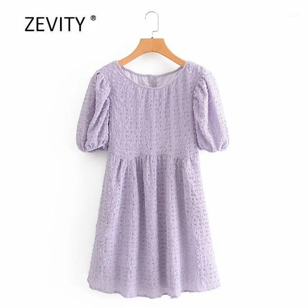 

women elegant pleats puff sleeve texture high waist casual slim mini dress lady o neck summer vestidos chic party dresses ds40691, Black;gray