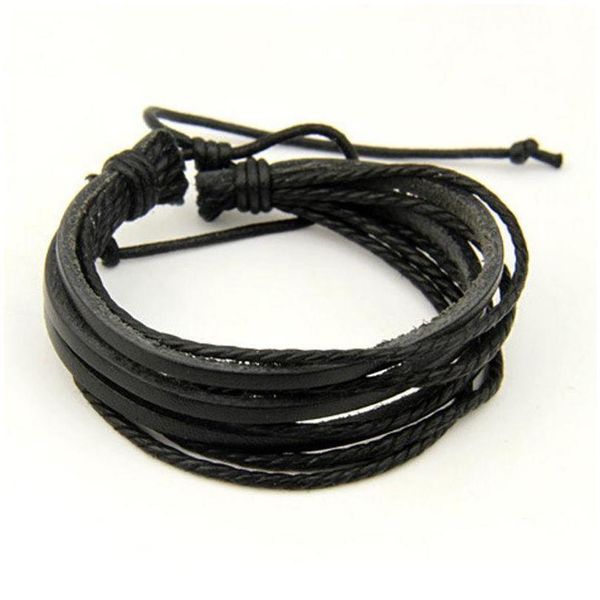 

new leather wrap braided wristband cuff punk men women bracelet bangle new qylhwp