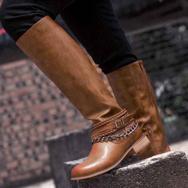 

женщины boots pu кожа молния ретро вскользь женщины пинетки гладиатор низкой пятки повелительниц botas mujer invierno tw588, Black