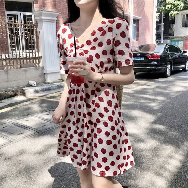 

волна точка платья skirtchiffon юбки skirtchildren 2020 нового летнего платье небольших талии показывают тонкий темперамент морского курорта, Black;gray
