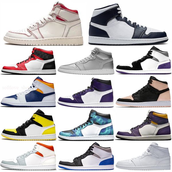 

1s high og pine green court purple shadow basketball shoes nrg gold toe bg (gs) bred toe game royal sports shoes ment, White;red