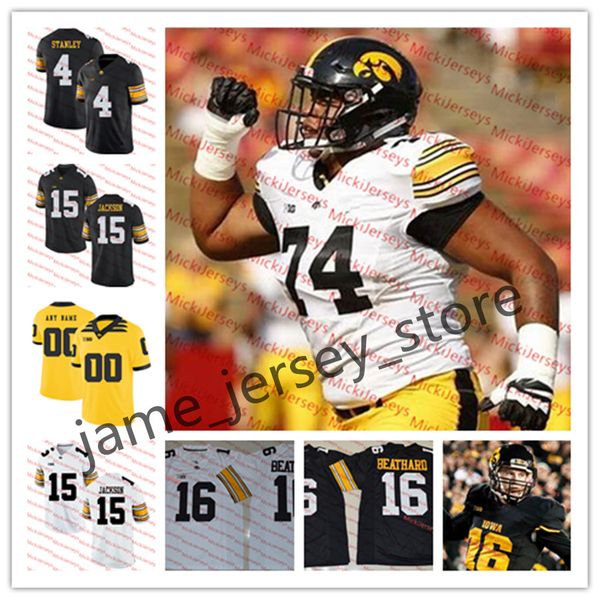 

custom iowa hawkeyes stitched football jersey lukas van ness alex padilla desmond hutson karson sharar jay higgins jermari harris deavin hil, Black