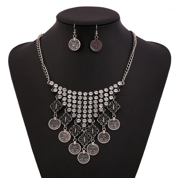 

fldz retro silver rhinestone shape decoration necklace women fashion jewelry accessories metal tassel pendant necklaces choker1