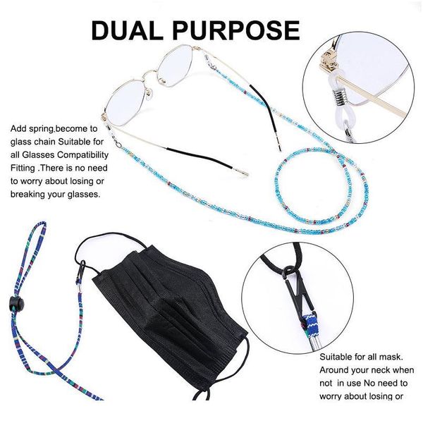 

multifunction seedbeads glasses lanyard,anti-lost glass bead chain face lanyard suitable for women, children jewelry ma qylfwl