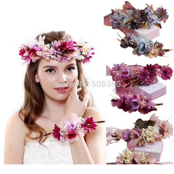 

kid floral garland women wedding hair accessories bridal flower wreath kids party flower crown girls hair acc qylelo