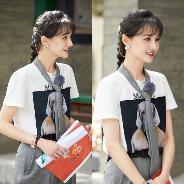 

pvdfo zheng favorite star's same style t-shirt 2020 summer new korean version sleeve design feeling z5 shuang printed short loose t-shi, White