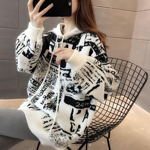 

sweater long sleeve hoodie luxury clothing women mid-length sweaters fashion autumn winter spring women sweater -4xl, White;black