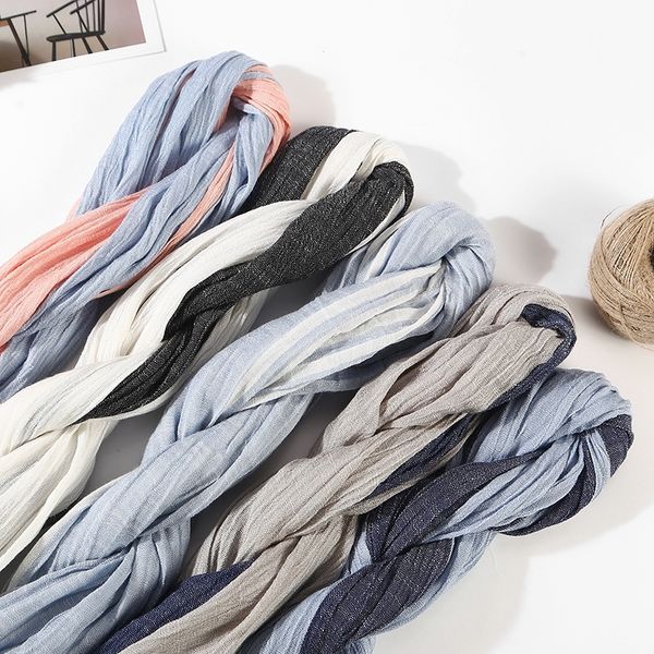 

100% cotton scarf men long fashion blue black color striped scarf luxury warm autumn and winter scarves men scarf y201007, Blue;gray