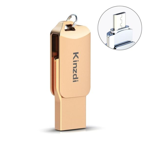 

kinzdi 32gb usb 20 android phone computer dual-use rotary metal u disk v8