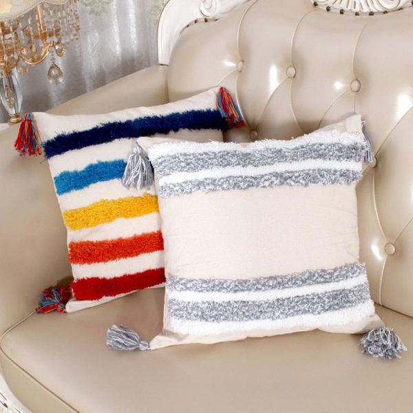 

cushion/decorative pillow handmade morocco geometric embroidery cover rainbow grey dot wave cushion decorative case sham