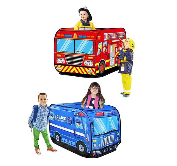 

children tent kids pop up play tent toy foldable playhouse cloth fire truck police car game house bus 1020