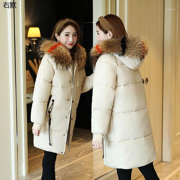 

winter cotton-padded jacket women's mid-length korean version of the thick plus size cotton jacket student loose bread1, Black