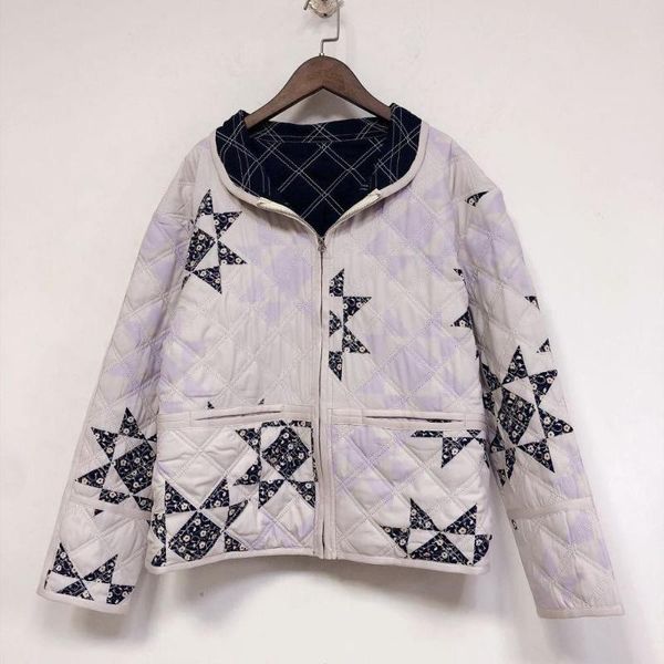 

winter gradient purple women parkas coat 2020 new color patchwork long-sleeve plaid jacket female zipper outwear with pocket, Black
