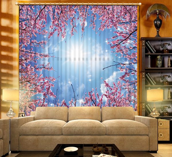 

blackout window 3d curtains flower branches sun white clouds 3d curtains for living room window curtain