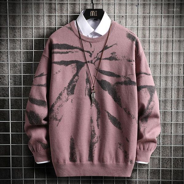 

men sweater 2020 autumn new male wool sweaters korean slim printed pullover fashion knitted sweater men's casual bottoming shirt1, White;black