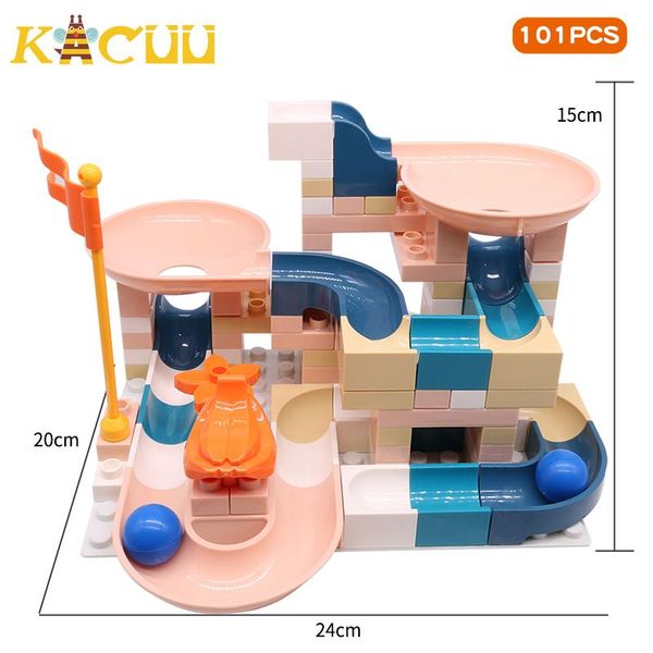 

101 404pcs marble race run diy maze balls building blocks duploed funnel slide big large size bricks educational baby toys gifts qylszc