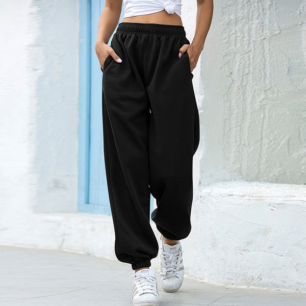 

fleece sweatpants women 2020 autumn winter casual loose harem pants fashion hip hop high waist pants warm baggy trousers joggers c1018, Black;white
