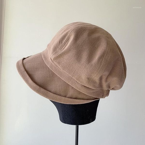 

2021 spring summer new style lightweight breathable cotton linen cap sen-line octagonal hat sun hat wild casual berets1, Blue;gray