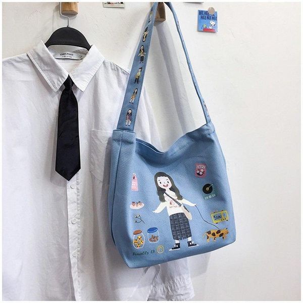 

new cartoon shoulder bag shoulder bag canvas solid color satchel