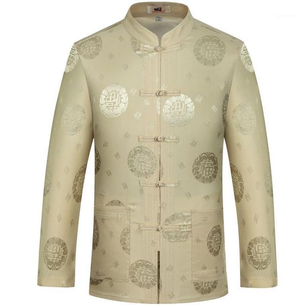 

coat plus size 4xl chinese traditional men's mandarin collar full dragon tang suit clothing long sleeve shirt blouse, Black;brown