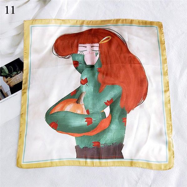 

korean satin silk scarf women square scarves fashion digital print small scarf diy bandana neckerchief headband girls hair ties wmtloy, Black
