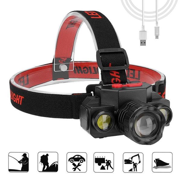 

500lm cob led chip headlamp usb rechargeable headlight fishing lamp head torch fun run headlights bicycle lights head lamp
