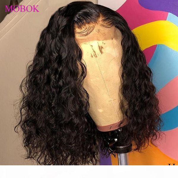 

mobok curly bob wig 13x4 curly bob lace front wig remy 180% brazilian lace front wigs pre plucked for black women wholesale, Black;brown