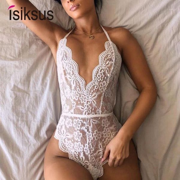 

isiksus black summer thong transparent bodysuit women lace white backless off shoulder open crotch bodysuit for women js0291, Black;white